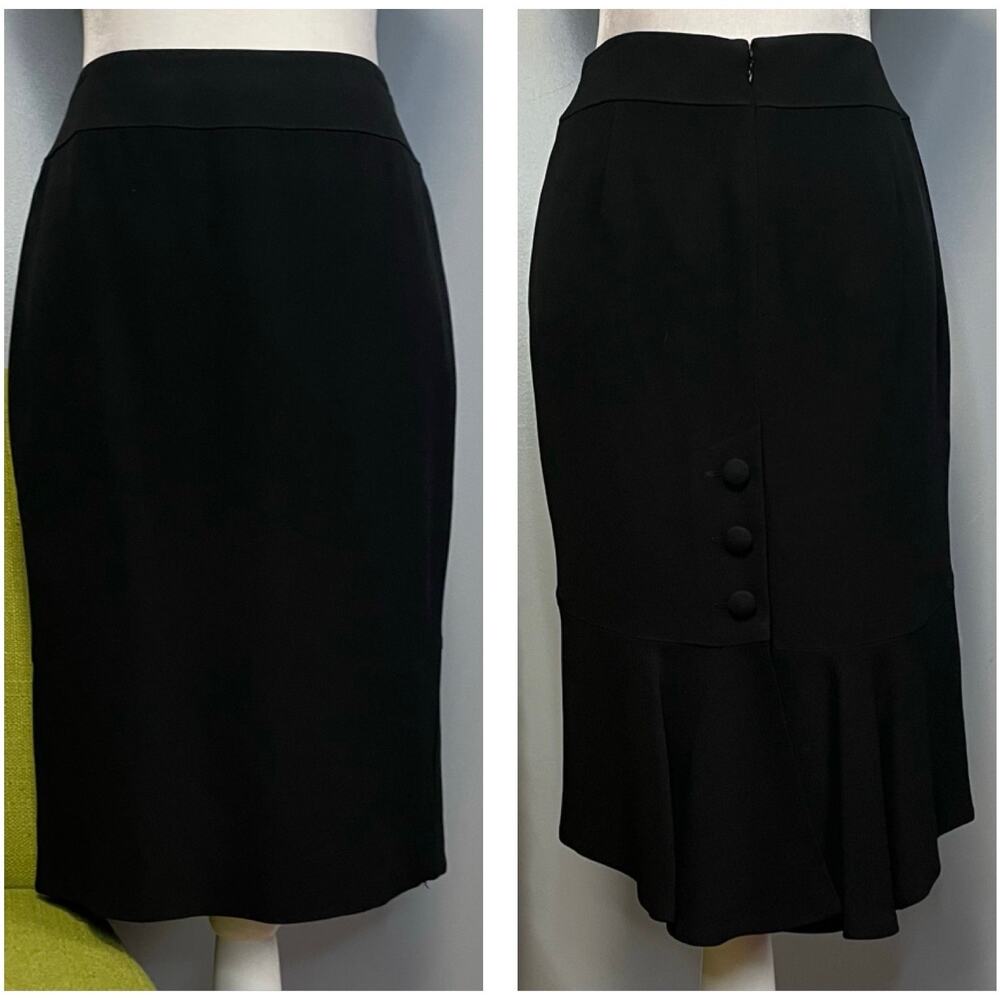 Carlisle Black Button Back Straight Pencil Skirt 2